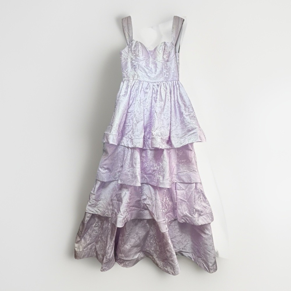 NWT Purple Tiered Dress Corset Top Ruffle Ball Gown Prom Spring Fairy Floral
